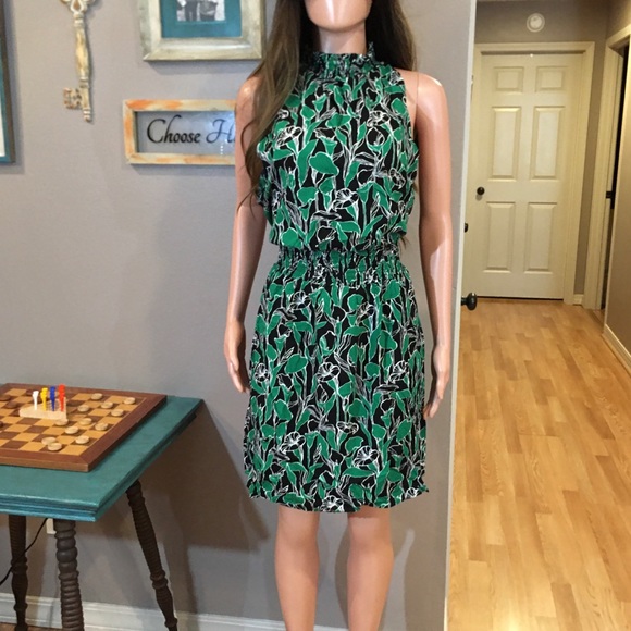 a new day Dresses & Skirts - Classy green black high neck elastic waist dress